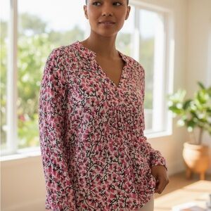 Lily Pulitzer Floral Pink Long Sleeved Top